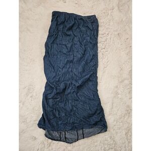 Y2K Gold Flava Plus Blue Denim Crinkle Long Maxi Skirt Size 14